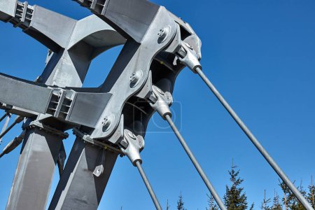 Cable steel joint detail, Skybridge 721, crossing the longest suspension bridge in the world, Czech Republic.