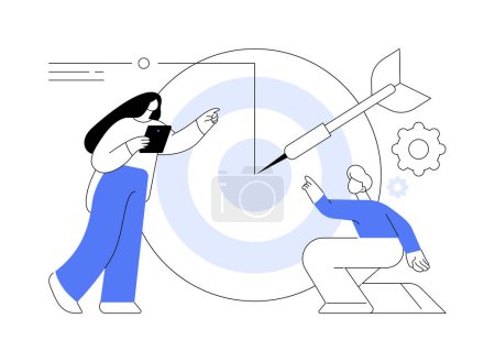 Illustration for Focus abstract concept vector illustration. Training concentration, focus on success, defined business goal, orientation on target, center of attention, focal point, spotlight abstract metaphor. - Royalty Free Image