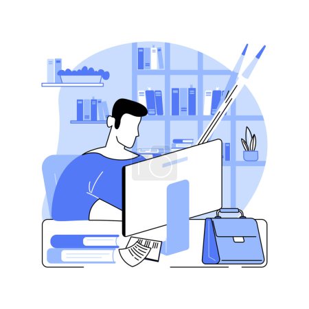 Illustration for Editor in chief isolated cartoon vector illustrations. Man working in publishing service, publications editorial leader, checking article, IT sector, professional people vector cartoon. - Royalty Free Image