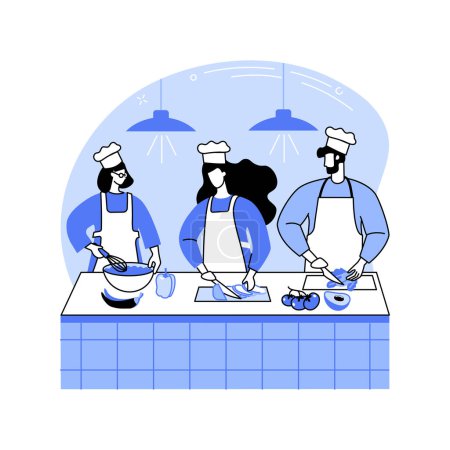 Illustration for Sous chef isolated cartoon vector illustrations. Professional sous chef preparing food with colleagues in restaurant kitchen, cooking process, service sector, horeca business vector cartoon. - Royalty Free Image