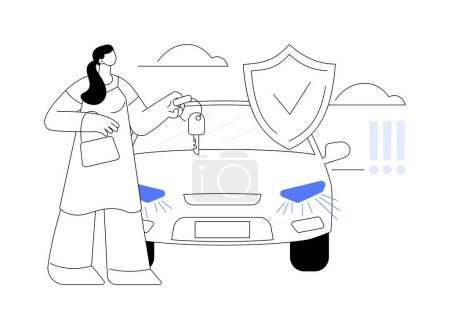 Illustration for Car alarm system abstract concept vector illustration. Car anti-theft system, vehicle stealing statistics, professional sound alarm installation service, high-volume sound abstract metaphor. - Royalty Free Image