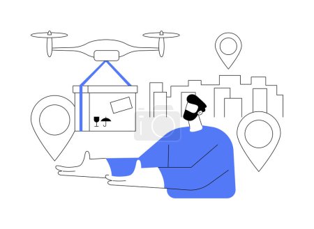 Illustration for Drone delivery abstract concept vector illustration. Drone commercial delivery, supply business trend, cargo drones, autonomous goods shipping, unmanned package transportation abstract metaphor. - Royalty Free Image