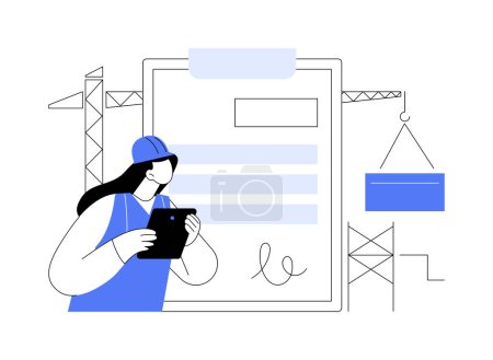 Illustration for Building industry license abstract concept vector illustration. Local builder registration, technical qualification, quality and reputation, construction career, assessment abstract metaphor. - Royalty Free Image