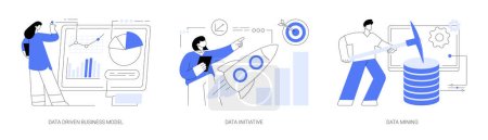 Illustration for Data analytics abstract concept vector illustration set. Data driven business model, information initiative, data mining, decision making, machine learning analytics, open platform abstract metaphor. - Royalty Free Image