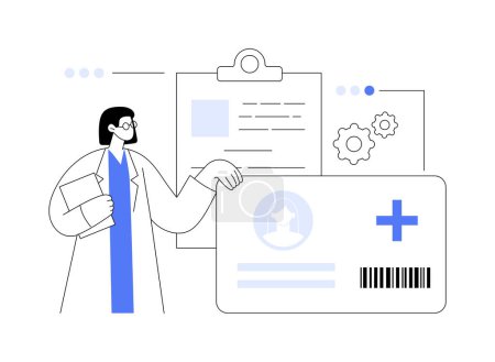 Illustration for Healthcare smart card abstract concept vector illustration. Manage patient identity, practitioners and pharmacists secure, access to the medical records, improved communication abstract metaphor. - Royalty Free Image