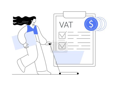 Value added tax system abstract concept vector illustration. VAT number validation, global taxation control, consumption tax system, added value, retail good purchase total cost abstract metaphor.