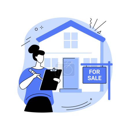 Téléchargez les illustrations : Property management isolated cartoon vector illustrations. Commercial real estate agent writing a document concerning property maintenance, business people, real estate manager vector cartoon. - en licence libre de droit