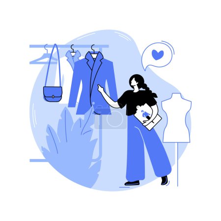 Illustration for Wardrobe selection isolated cartoon vector illustrations. Costume designer chooses clothes for the actor, dresser job, marketing agency, production business, professional service vector cartoon. - Royalty Free Image