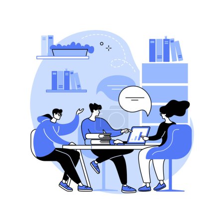 Illustration for Study together isolated cartoon vector illustrations. Happy smiling friends studying together in university library, educational process with pleasure, diversity of books vector cartoon. - Royalty Free Image