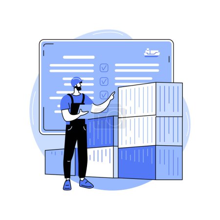 Supply chain management isolated cartoon vector illustrations. Supply chain manager at work, blockchain technology, decentralized public ledger, shipping container records vector cartoon.