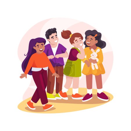 Illustration for Telephone game isolated cartoon vector illustration. Group of children plays telephone game, chinese whispers, communication skills development, before and afterschool program vector cartoon. - Royalty Free Image