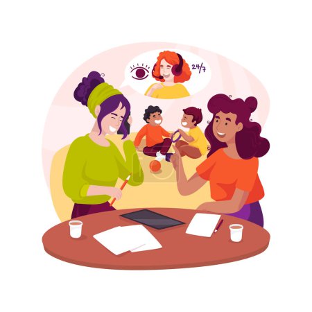 Ilustración de Support group session isolated cartoon vector illustration. Parents informational support, children with disability, kids with special needs, parent training, PTI group session vector cartoon. - Imagen libre de derechos