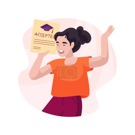Téléchargez les illustrations : Receiving acceptance letter isolated cartoon vector illustration. Receiving a mail, get acceptance letter from college, happy teenager holds an envelope with stamp accepted vector cartoon. - en licence libre de droit