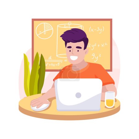 Illustration for College preparatory test isolated cartoon vector illustration. College preparation, testing online, standardized annual examination, teenager writing test with timer on computer vector cartoon. - Royalty Free Image