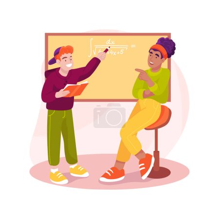 Illustration for Calculus isolated cartoon vector illustration. Teaching high school curriculum, scientific mathematical analysis education, writing complicated equation formulas, integral vector cartoon. - Royalty Free Image