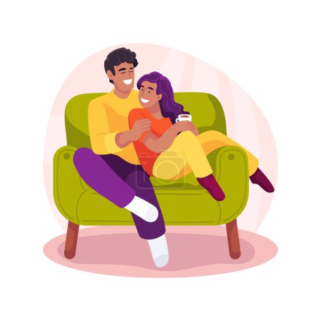 Illustration for Parents alone time isolated cartoon vector illustration. Couple sitting together after children went to bed, leisure time together, family daily routine, parents having rest vector cartoon. - Royalty Free Image