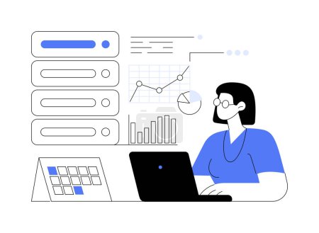 Illustration for Analytics and data science abstract concept vector illustration. Big data, machine learning control, computer science, predictive analytics, perform statistics, dashboard software abstract metaphor. - Royalty Free Image