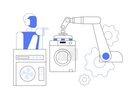 Illustration for Home robot technology abstract concept vector illustration. Service robotics, real life robots, personal domestic helper, automotive household chores, human effort replacement abstract metaphor. - Royalty Free Image