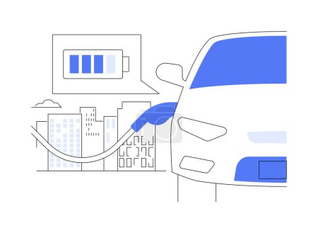Illustration for Car charging stations abstract concept vector illustration. Charging electric car process, ecology environment, sustainable urban transportation, vehicle battery indicator abstract metaphor. - Royalty Free Image
