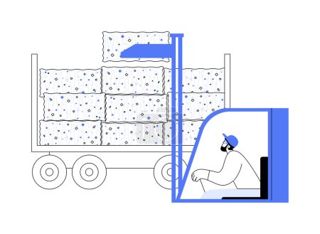 Ilustración de Envío de materiales reciclados abstracto concepto vector ilustración. Trabajador de la planta de reciclaje recogiendo basura usando camión, ambiente de ecología, proceso de gestión de residuos metáfora abstracta. - Imagen libre de derechos