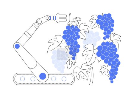 Téléchargez les illustrations : Récolte et cueillette de robots concept abstrait illustration vectorielle. Robot cueillette de raisins, agriculture intelligente, technologie agricole moderne, machine informatique dans l'agro-industrie métaphore abstraite. - en licence libre de droit