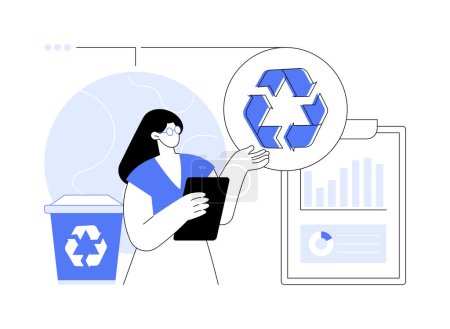 Illustration for Reduce Reuse Recycle abstract concept vector illustration. Waste management, upcycling program, reduce consumption, reuse old goods, recycle materials, refuse buying new stuff abstract metaphor. - Royalty Free Image