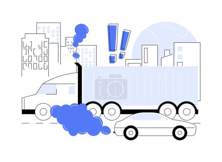 Illustration for Motor vehicle pollution abstract concept vector illustration. Pollution certificate, motor vehicle emission reduction, car exhaust, transportation industry, co2 country rate abstract metaphor. - Royalty Free Image