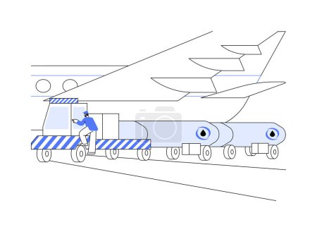 Illustration for Aircraft refueling abstract concept vector illustration. Process of aircraft refueling and maintenance, airway transportation, commercial transport, aviation industry abstract metaphor. - Royalty Free Image