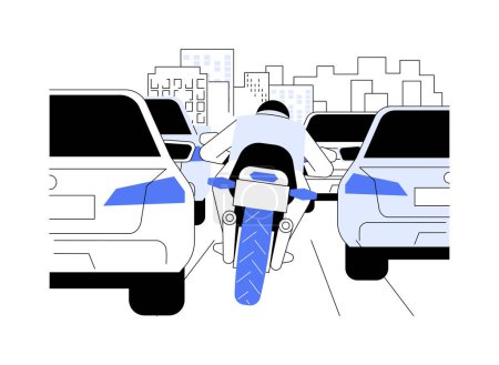 Téléchargez les illustrations : Éviter les embouteillages concept abstrait illustration vectorielle. Conducteur de moto manœuvrant sur la route, transport urbain personnel, aucun embouteillage pour motocycliste, idée de congestion métaphore abstraite. - en licence libre de droit