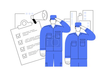 Illustration for Compulsory military service abstract concept vector illustration. Military conscription, compulsory service training, new soldier recruiting, mandatory work for defense, warfare abstract metaphor. - Royalty Free Image
