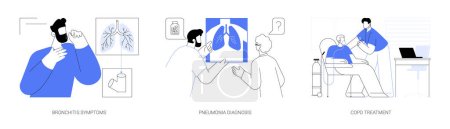 Photo for Pulmonary disease abstract concept vector illustration set. Bronchitis symptoms, pneumonia diagnosis, COPD treatment, respiratory distress, medical examination in hospital abstract metaphor. - Royalty Free Image