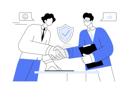 Illustration for Trust abstract concept vector illustration. Men shake hands, successful deal, business etiquette and honesty, corporate culture, company rules, thanks for the teamwork abstract metaphor. - Royalty Free Image