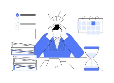 Illustration for Project deadline abstract concept vector illustration. Worker trying to meet deadlines, business etiquette, corporate culture, company rules, stressed employee, countdown timer abstract metaphor. - Royalty Free Image
