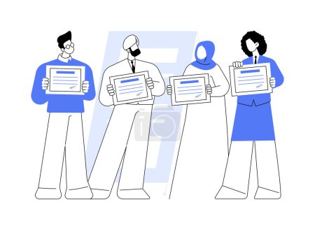Illustration for Employee scolarship abstract concept vector illustration. Group of diverse people getting student loan payment, corporate culture, company rules, tuition assistance program abstract metaphor. - Royalty Free Image