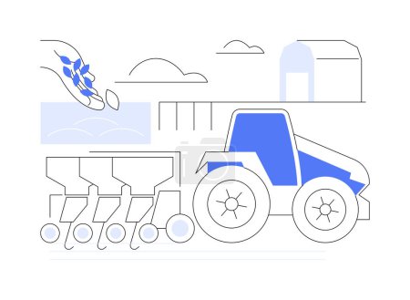 Illustration for Planter abstract concept vector illustration. Planter sowing seeds on the field, industrial transport, agricultural machinery, gardening equipment, heavy machine on the ground abstract metaphor. - Royalty Free Image