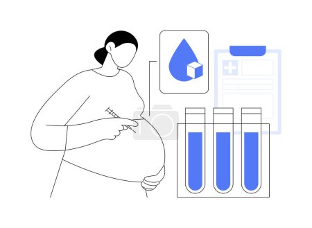 Illustration for Insulin treatment abstract concept vector illustration. Pregnant woman using insulin in diabetes treatment, medicine sector, endocrinology sector, hypoglycemia diagnosis abstract metaphor. - Royalty Free Image