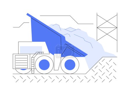 Illustration for Dumping materials abstract concept vector illustration. Dump truck unloading construction materials, industrial transport, heavy machinery, sand and gravel delivery abstract metaphor. - Royalty Free Image