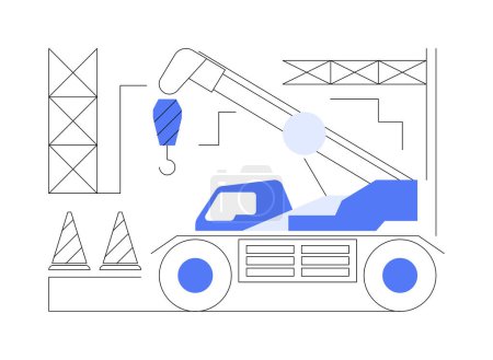 Illustration for Mobile crane abstract concept vector illustration. Mobile crane mounted on crawlers, industrial transport, heavy construction machinery and equipment, crane installation abstract metaphor. - Royalty Free Image