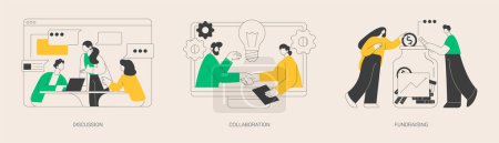 Illustration for Partnership abstract concept vector illustration set. Discussion, collaboration project, business fundraising, startup investment, brainstorming, work together and share opinion abstract metaphor. - Royalty Free Image