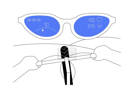 Illustration for Cycling smartglasses abstract concept vector illustration. Man riding a bike and wearing smart glasses, smart city transportation, Internet of Things, modern cycling technology abstract metaphor. - Royalty Free Image