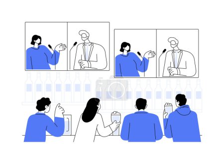 Illustration for Broadcasting debates abstract concept vector illustration. Group of citizens watching broadcasting debates together, social science and movement, political campaign abstract metaphor. - Royalty Free Image