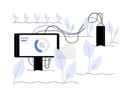 Ilustración de Sensor de humedad del suelo concepto abstracto vector ilustración. Detección de humedad del suelo mediante sensor, estudio ecológico, gestión sostenible del agua, metáfora abstracta de la tecnología del hogar inteligente. - Imagen libre de derechos