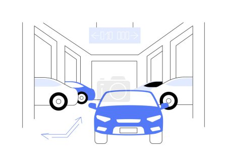 Illustration for Parking guidance system abstract concept vector illustration. Cars passing in the parking lot, smart city, IoT idea, Internet of Things, modern technology, vehicle direction abstract metaphor. - Royalty Free Image