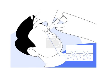 Illustration for Injectable fillers abstract concept vector illustration. Cosmetologist injecting dermal fillers in patients forehead, plastic surgery, medicine sector, hyaluronic acid abstract metaphor. - Royalty Free Image