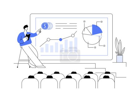 Illustration for Economic forecasting abstract concept vector illustration. Professional data analyst presenting economic forecasting statistics at business conference, financial growth report abstract metaphor. - Royalty Free Image