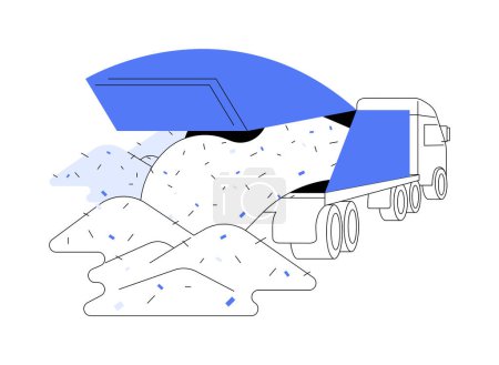 Illustration for Waste disposal abstract concept vector illustration. Process on unloading a trash from big truck at dump, ecology industry, urban waste management, garbage reducing abstract metaphor. - Royalty Free Image