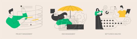 Illustration for Project planning abstract concept vector illustration set. Project and risk management, bottleneck analysis, agile methodology, IT professional, workflow improvement, software abstract metaphor. - Royalty Free Image