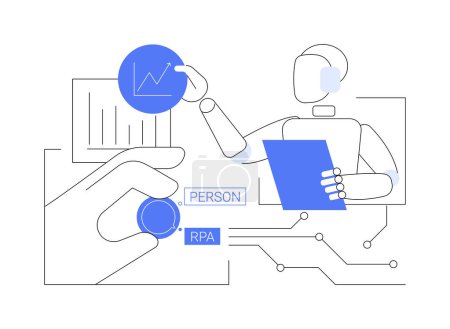 Illustration for Robotic Process automation abstract concept vector illustration. Person choosing RPA mode, artificial intelligence industry, workflow organization, big data, machine learning abstract metaphor. - Royalty Free Image