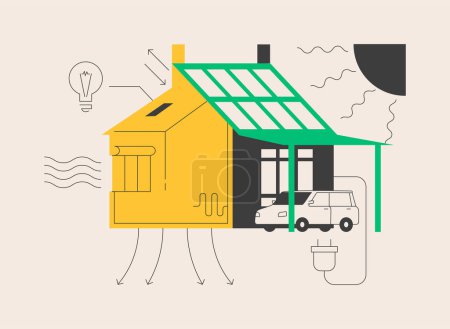 Illustration for Passive house abstract concept vector illustration. Passive house standarts, heating efficiency, reducing ecological footprint, energy saving technology, sustainable home abstract metaphor. - Royalty Free Image