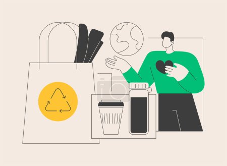 Illustration for Zero waste technology abstract concept vector illustration. Waste free technology, environmental pollution, reuse reduce recycling, waste prevention, easy zero, plastic free abstract metaphor. - Royalty Free Image
